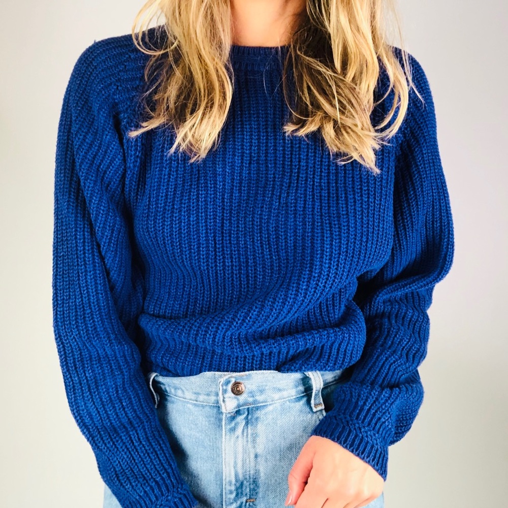 vintage Chunky Knit Ramie Cotton Crewneck Sweater